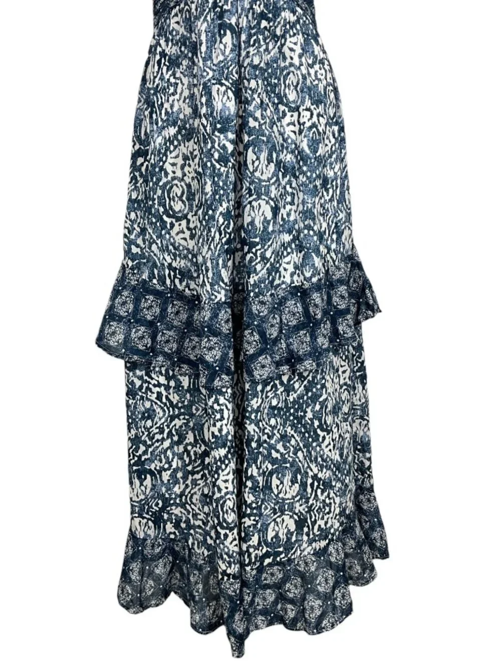 Abercrombie & Fitch Tiered Maxi Dress S Blue Ruffle Sleeveless Summer